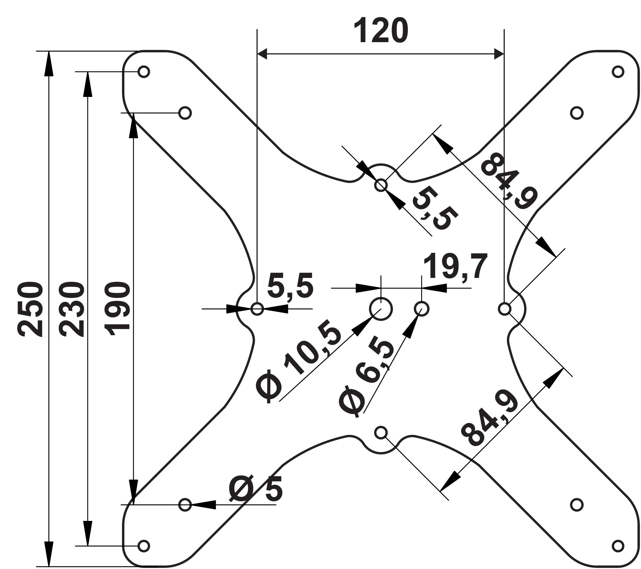 Schéma de «  Pied Tom Anthracite 877 mm  »