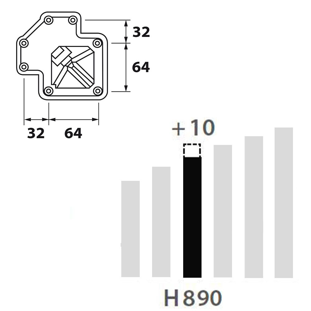 Schéma de «  Pied carré Aspect inox 890 mm  »